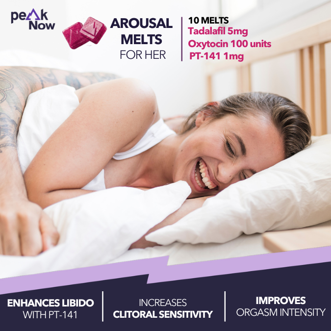 arousal melts FOR HER enhances libido with pt-141 increases clitoral sensitivity improves orgasm intensity 10 melts Tadalafil 5mg Oxytocin 100 units PT-141 1mg